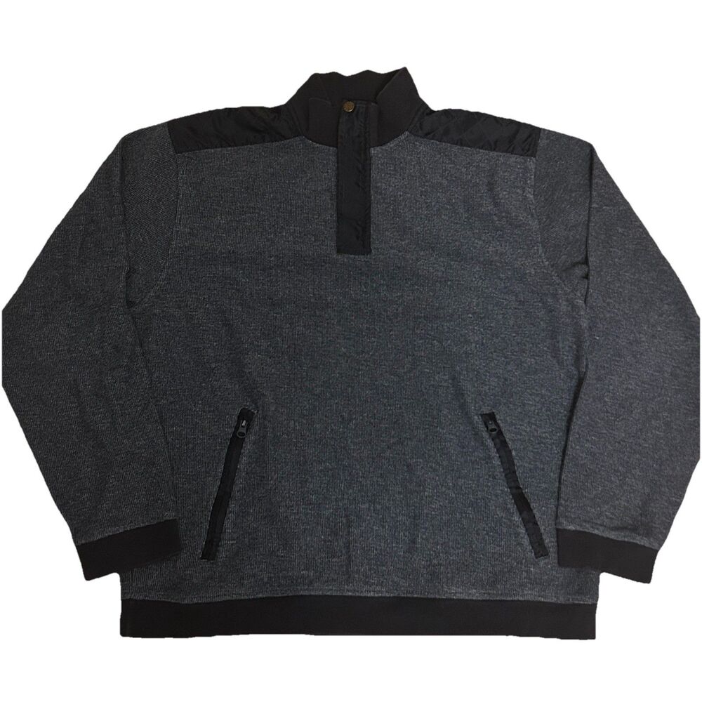 Orvis 1/4‎ Zip Pullover Sweater Blue Men's Large Snap Quilted Shoulder